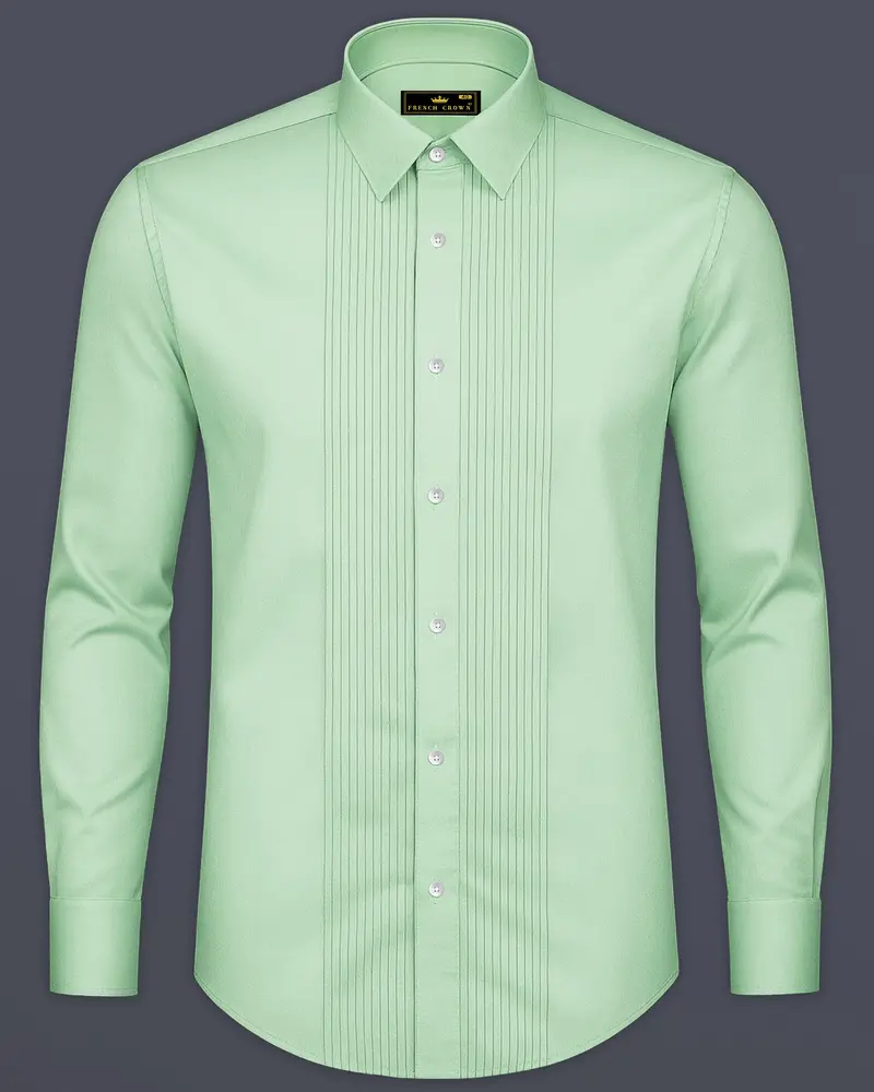 Verdoro-Spring Green Subtle Sheen Super Soft Premium Cotton Tuxedo Shirt 8