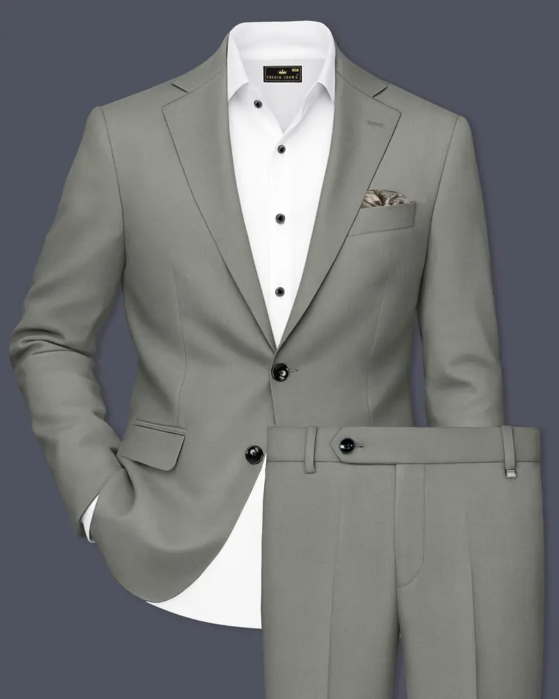 Verdure-Sage Green Wool Rich Single Breasted Slight Stretch Suits 1
