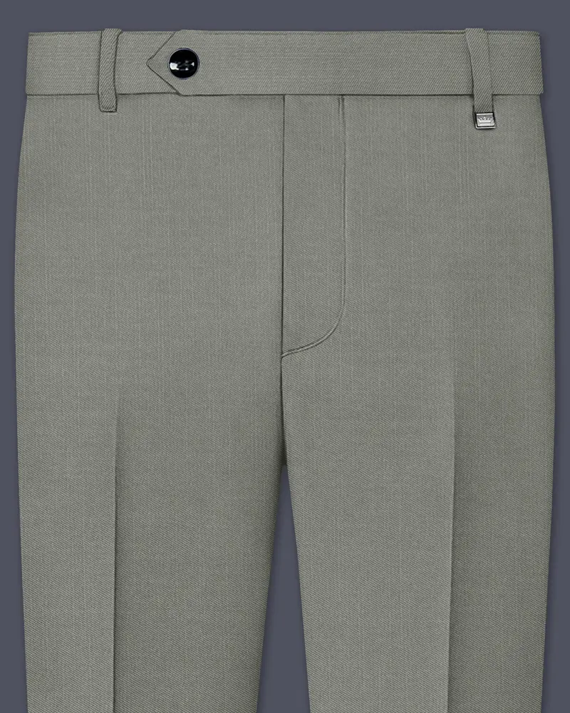 Verdure-Sage Green Wool Rich Stretchable Waistband Pant 1