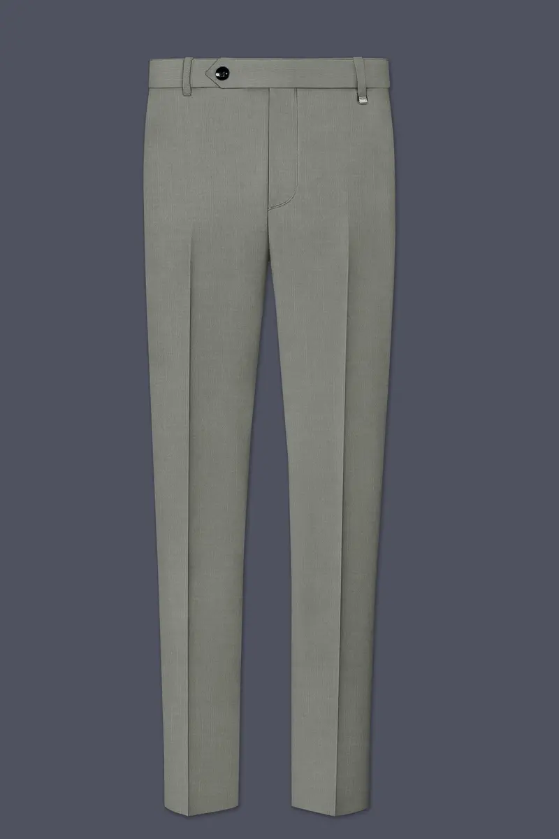 Verdure-Sage Green Wool Rich Stretchable Waistband Pant 2
