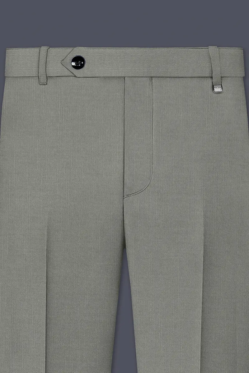 Verdure-Sage Green Wool Rich Stretchable Waistband Pant 4