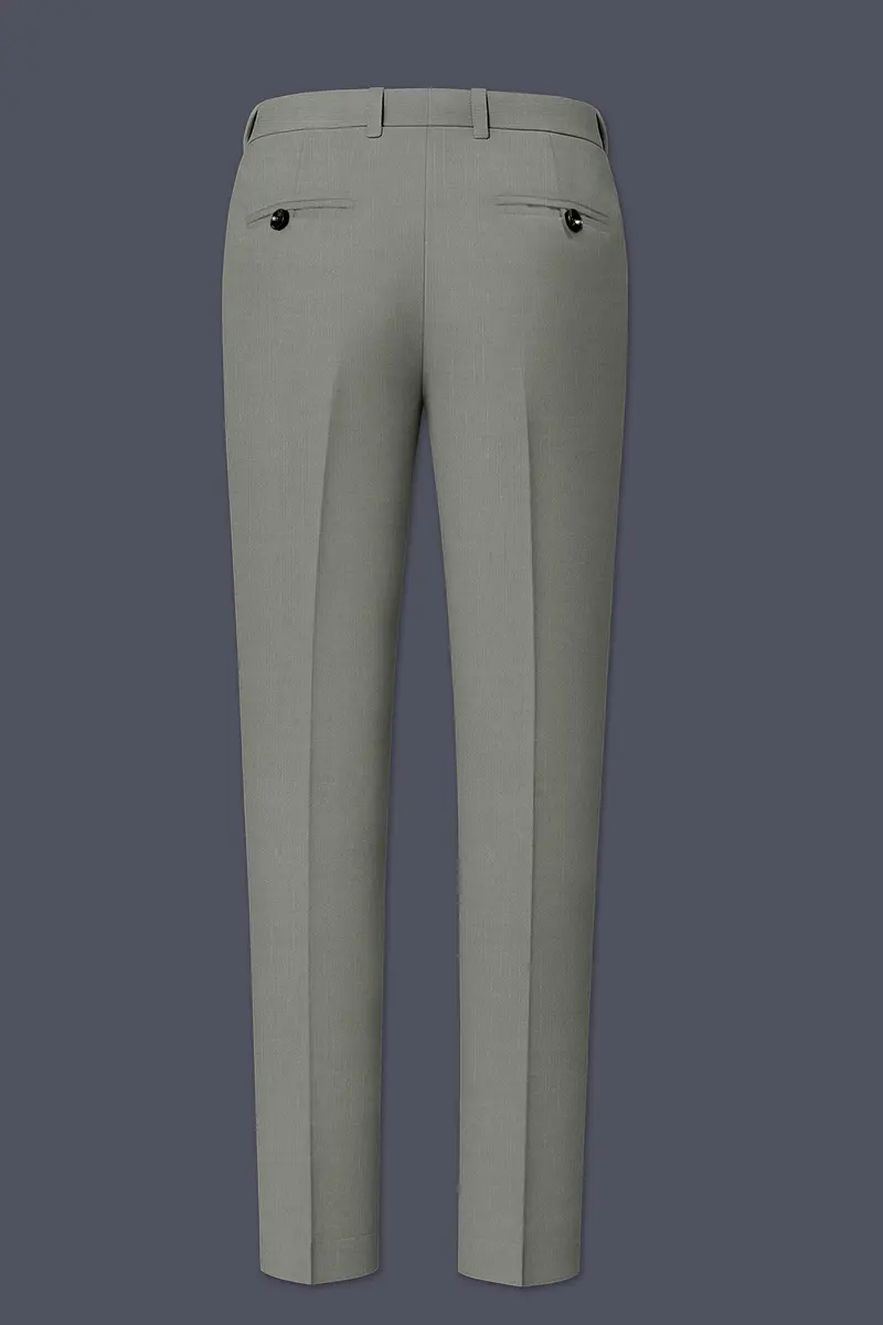 Verdure-Sage Green Wool Rich Stretchable Waistband Pant 5