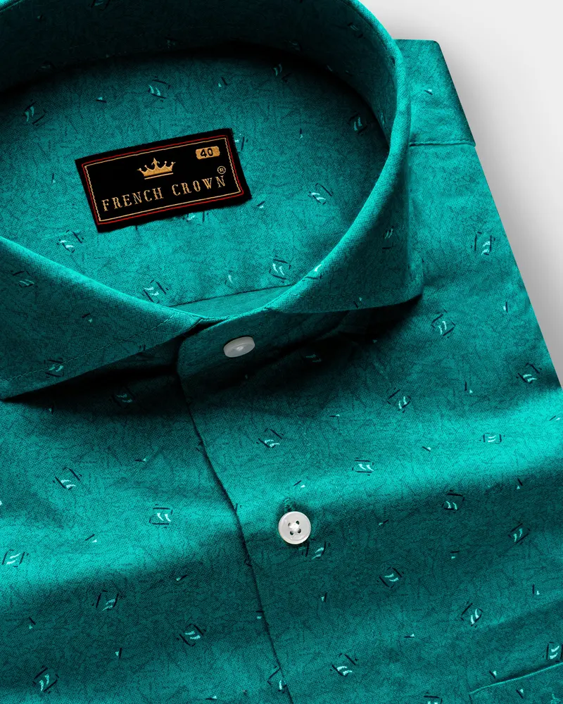 Verique-Surfie Green Printed Subtle Sheen Super Soft Premium Cotton Semi Formal Shirt 1