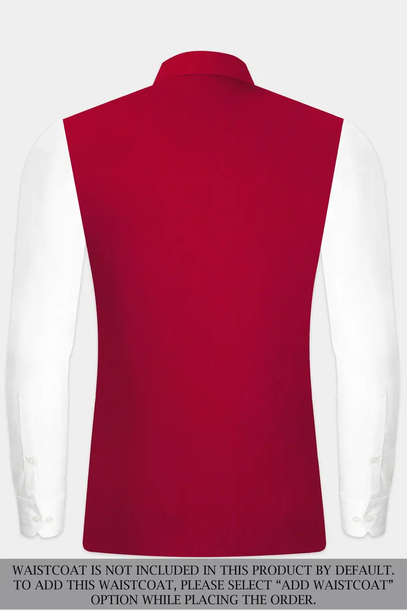 Vermilion-Chili Red Solid Wool Rich Cross Placket Bandhgala Slight Stretch Suit 17
