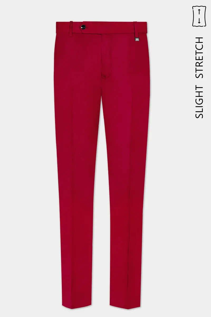 Vermilion-Chili Red Solid Wool Rich Single Breasted Slight Stretch Suit 13