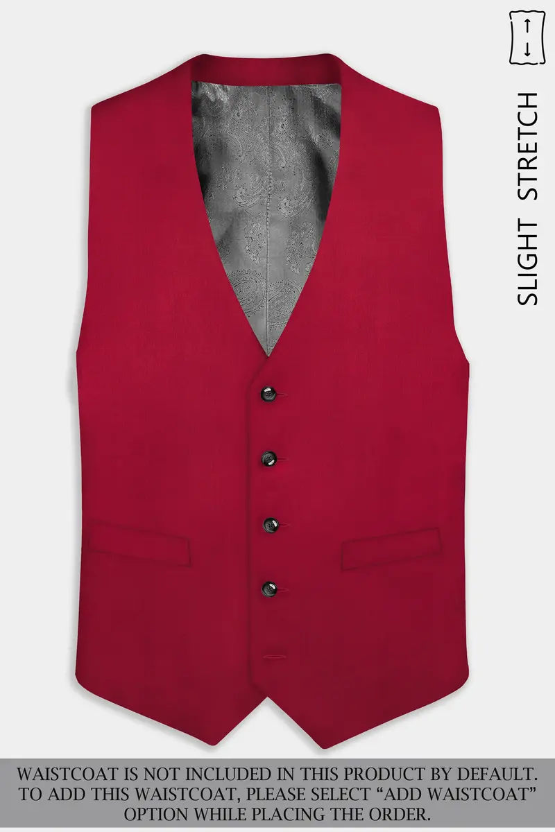 Vermilion-Chili Red Solid Wool Rich Single Breasted Slight Stretch Suit 16