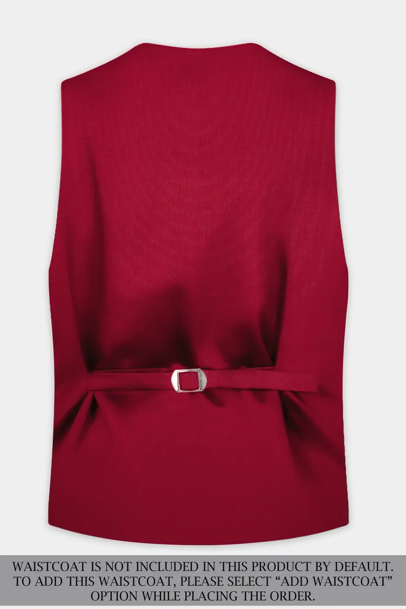 Vermilion-Chili Red Solid Wool Rich Single Breasted Slight Stretch Suit 17
