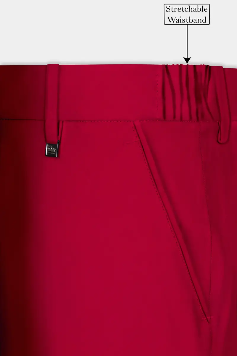 Vermilion-Chili Red Solid Wool Rich Tuxedo Slight Stretch Suit 15