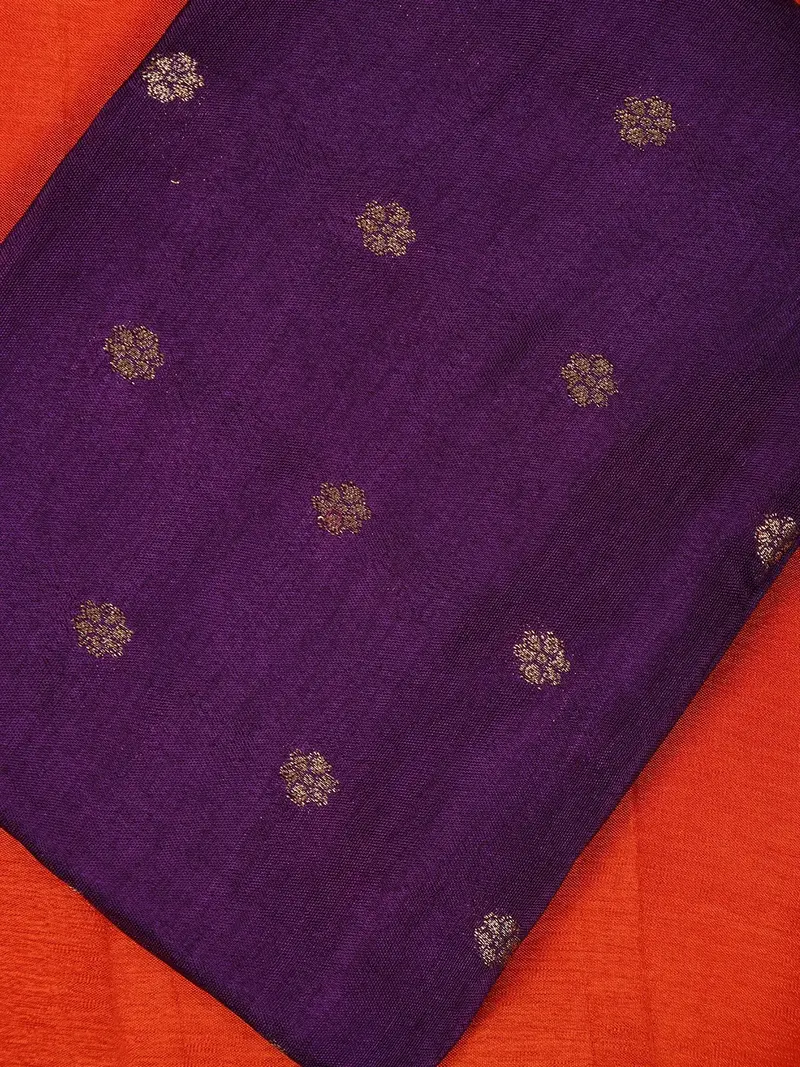 Vermilion Orange Antique Zari Border Mysore Silk Saree 2