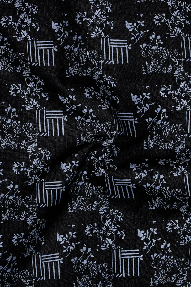 Vesperin-Smoky Black Printed Super Soft Premium Cotton Semi Formal Shirt 3