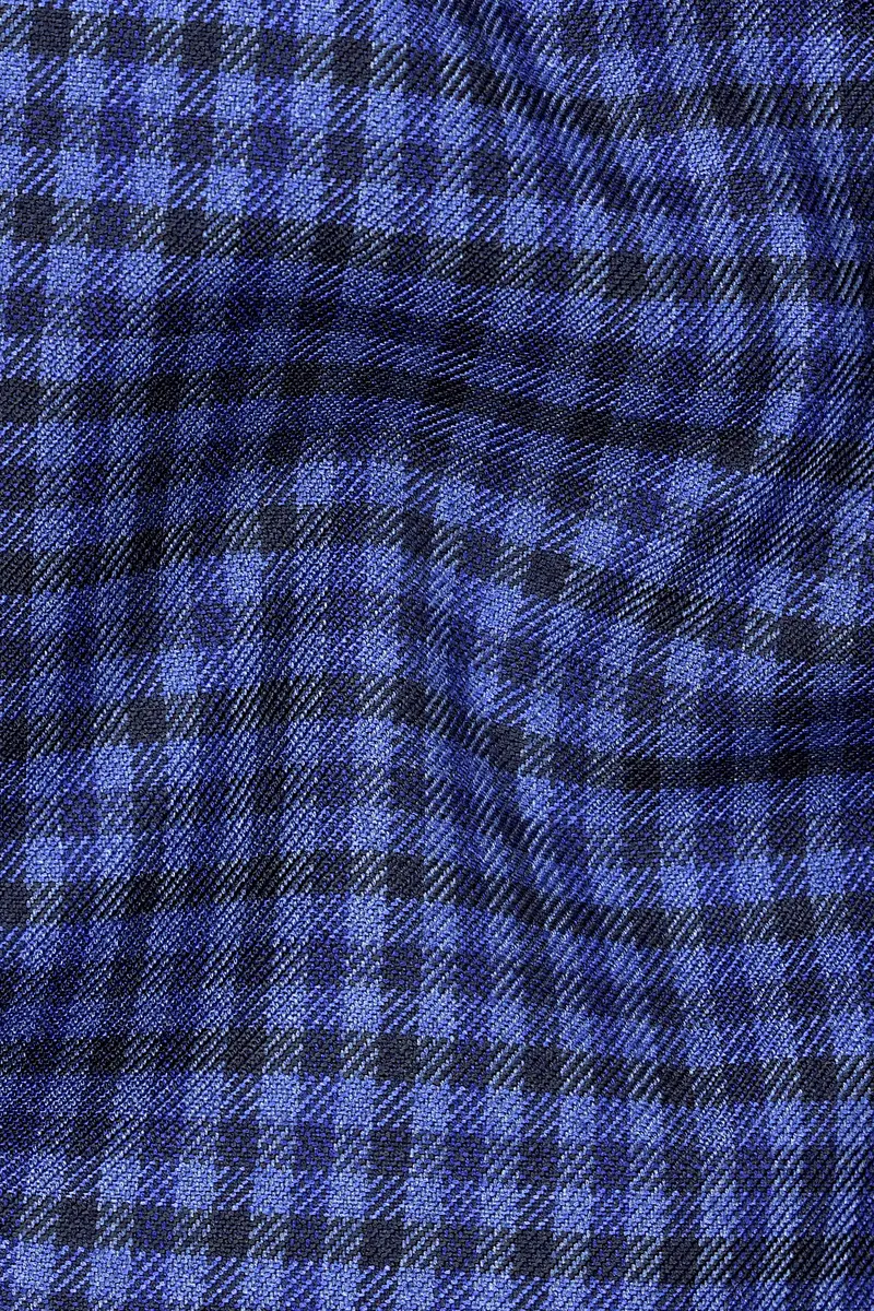 Victoria Blue Gingham Checkered Bandhgala Blazer 3