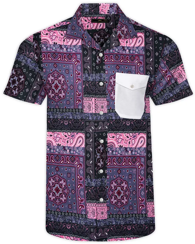 Vinelle-Mulled Wine Purple And Viola Pink Printed Multicolour Super Soft Tencel Designer Casual Shirt 1