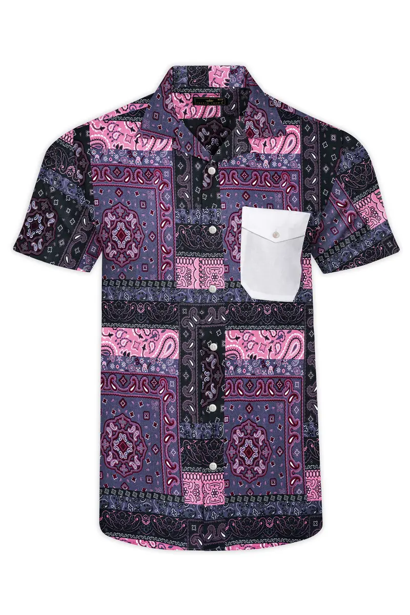 Vinelle-Mulled Wine Purple And Viola Pink Printed Multicolour Super Soft Tencel Designer Casual Shirt 2