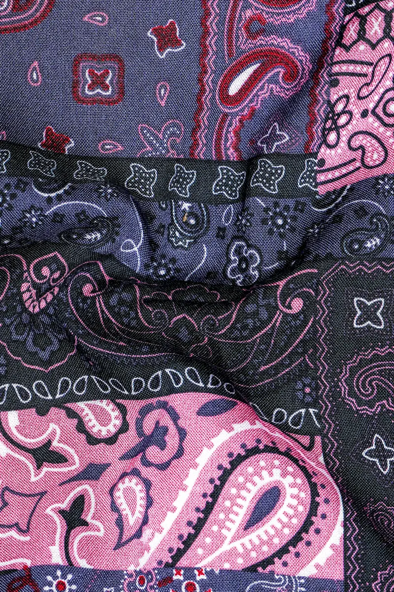 Vinelle-Mulled Wine Purple And Viola Pink Printed Multicolour Super Soft Tencel Designer Casual Shirt 3