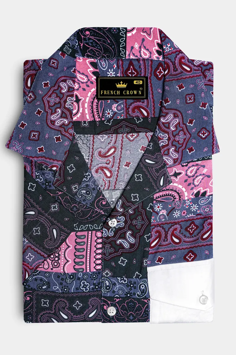 Vinelle-Mulled Wine Purple And Viola Pink Printed Multicolour Super Soft Tencel Designer Casual Shirt 5