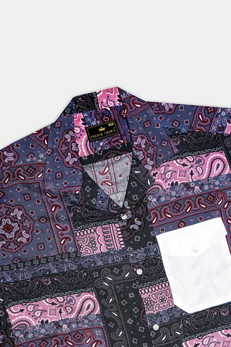 Vinelle-Mulled Wine Purple And Viola Pink Printed Multicolour Super Soft Tencel Designer Casual Shirt 6