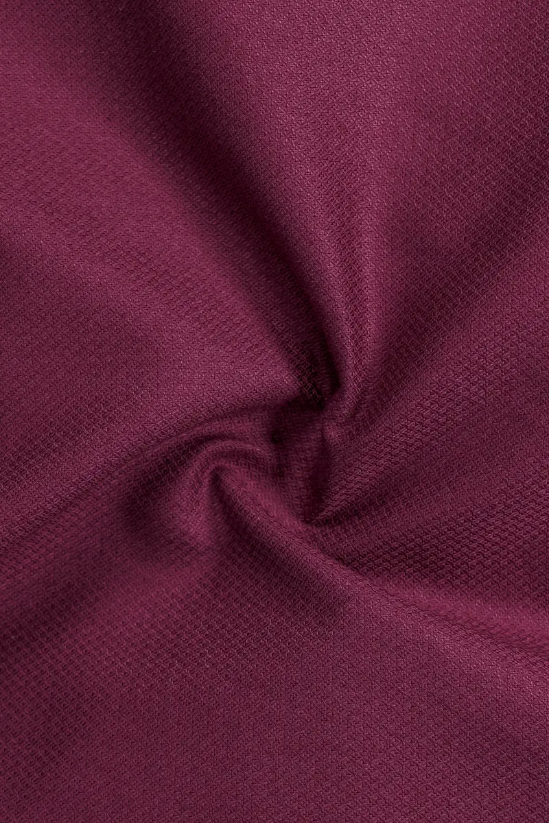 Vino Luxe-Mulberry Wine Solid Dobby Textured Premium Giza Cotton Dress Shirt 3