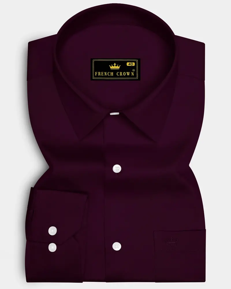 Vinoro- Sepia Maroon Subtle Sheen Super Soft Premium Cotton Dress Shirt 6