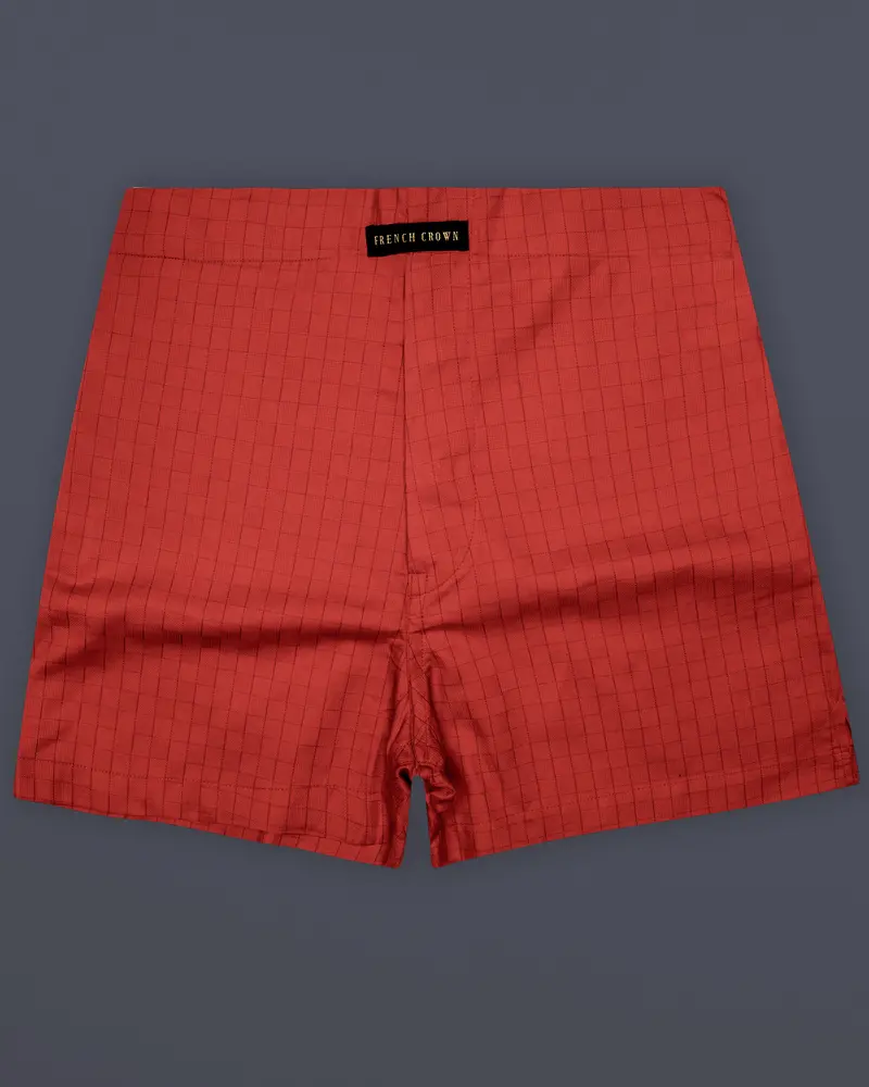 Vintage-Persian Red Plaid Dobby Textured Premium Giza Cotton Boxer 1