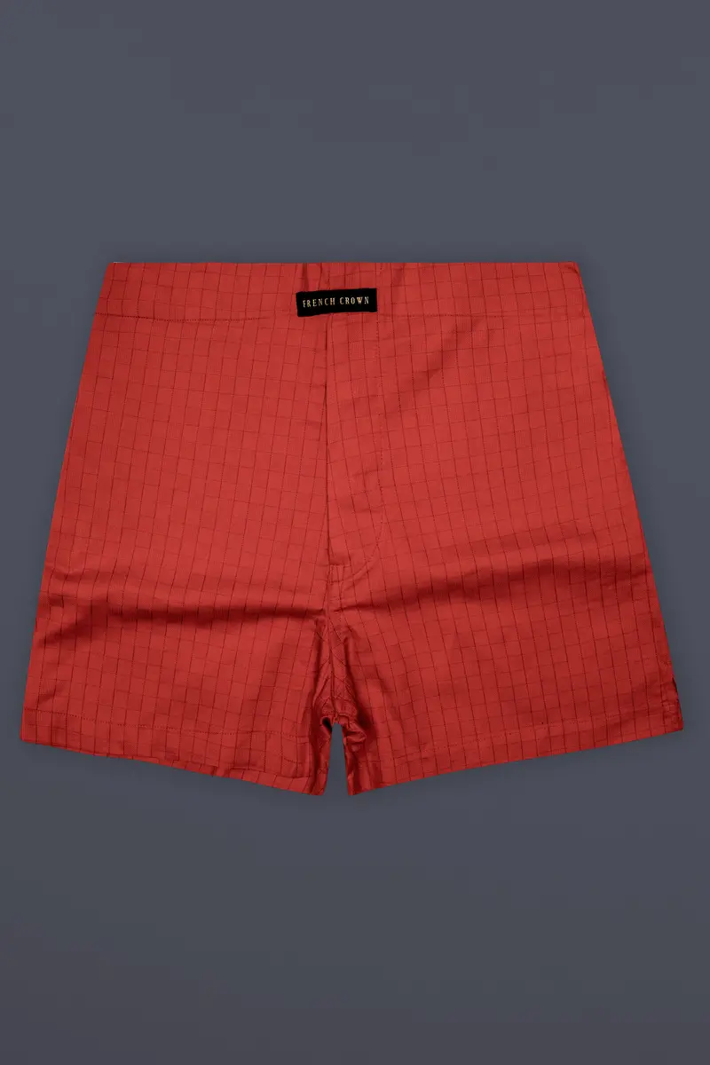 Vintage-Persian Red Plaid Dobby Textured Premium Giza Cotton Boxer 2