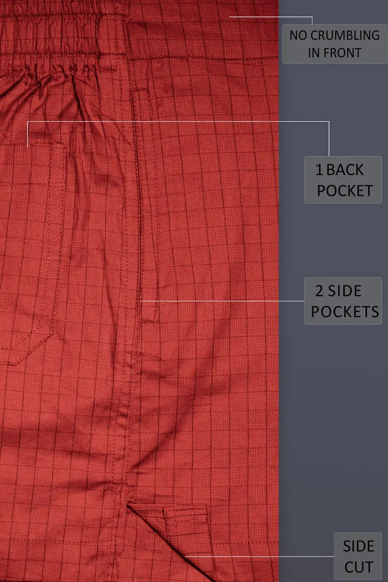 Vintage-Persian Red Plaid Dobby Textured Premium Giza Cotton Boxer 5