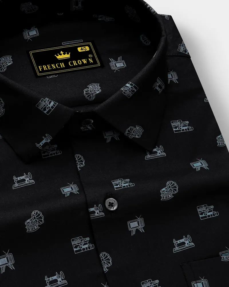 Vintcrest-Bunker Black Vintage Icons Printed Super Soft Premium Cotton Semi Formal Shirt 1