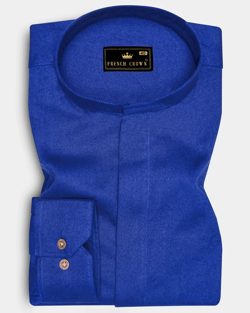 Vintero-Lapis Blue Heavyweight Flannel Designer Casual Overshirt/Shacket 1