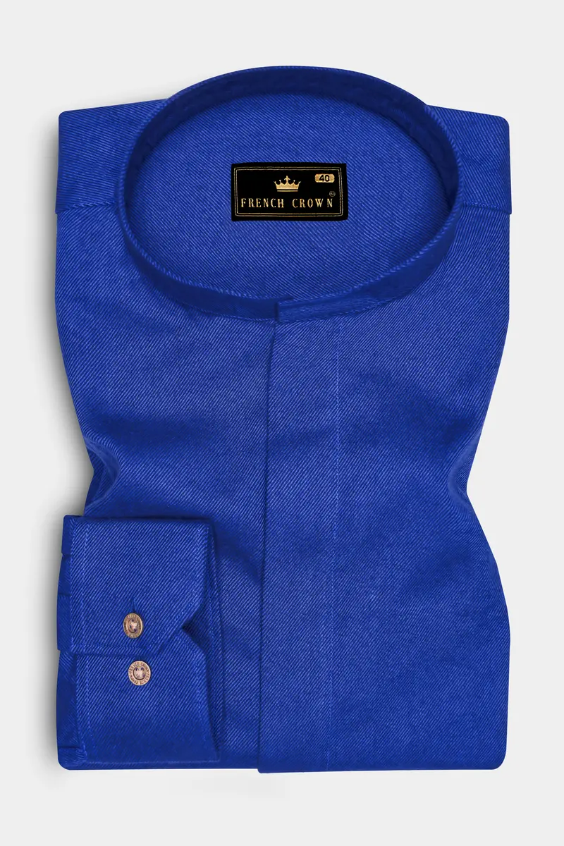 Vintero-Lapis Blue Heavyweight Flannel Designer Casual Overshirt/Shacket 2