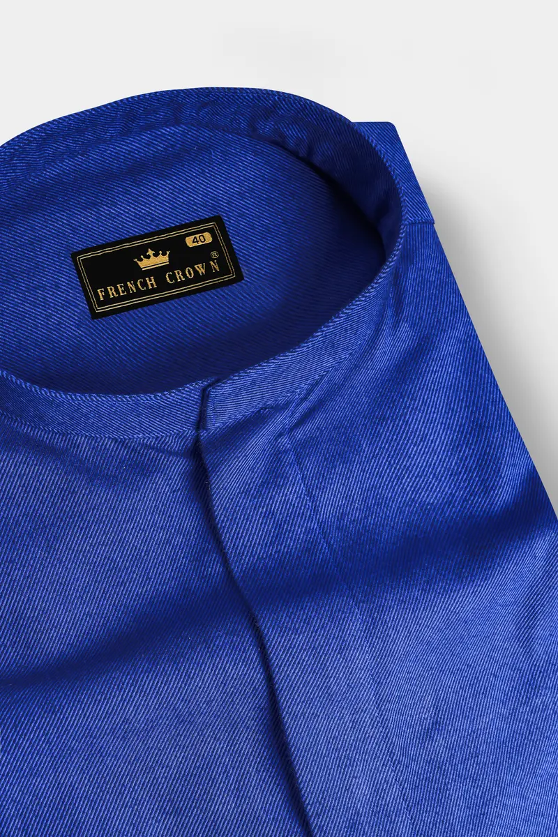 Vintero-Lapis Blue Heavyweight Flannel Designer Casual Overshirt/Shacket 4