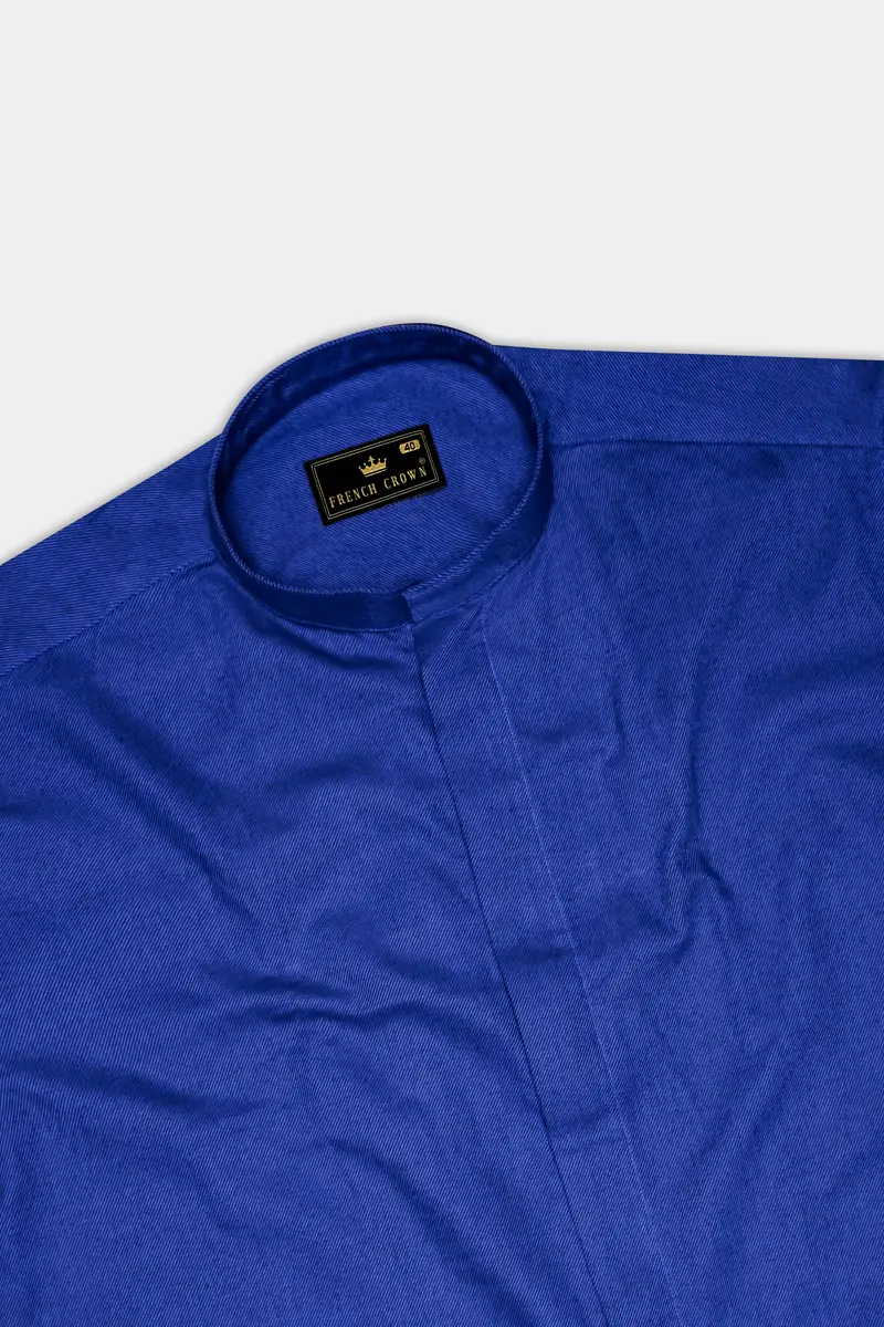 Vintero-Lapis Blue Heavyweight Flannel Designer Casual Overshirt/Shacket 5