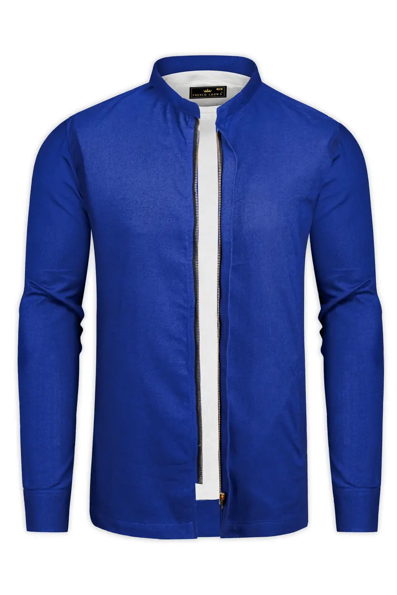 Vintero-Lapis Blue Heavyweight Flannel Designer Casual Overshirt/Shacket 6