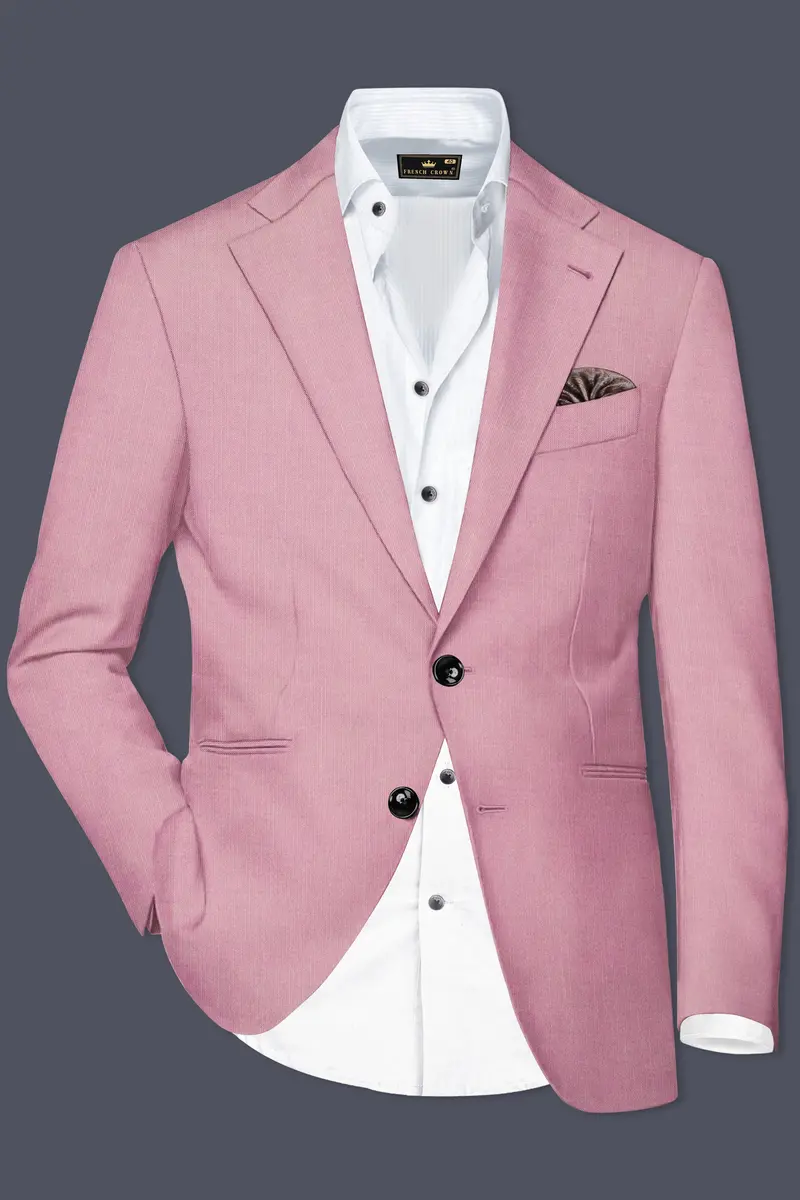 Viola Pink Solid Wool Rich Single Breasted Slight Stretch Suit 10
