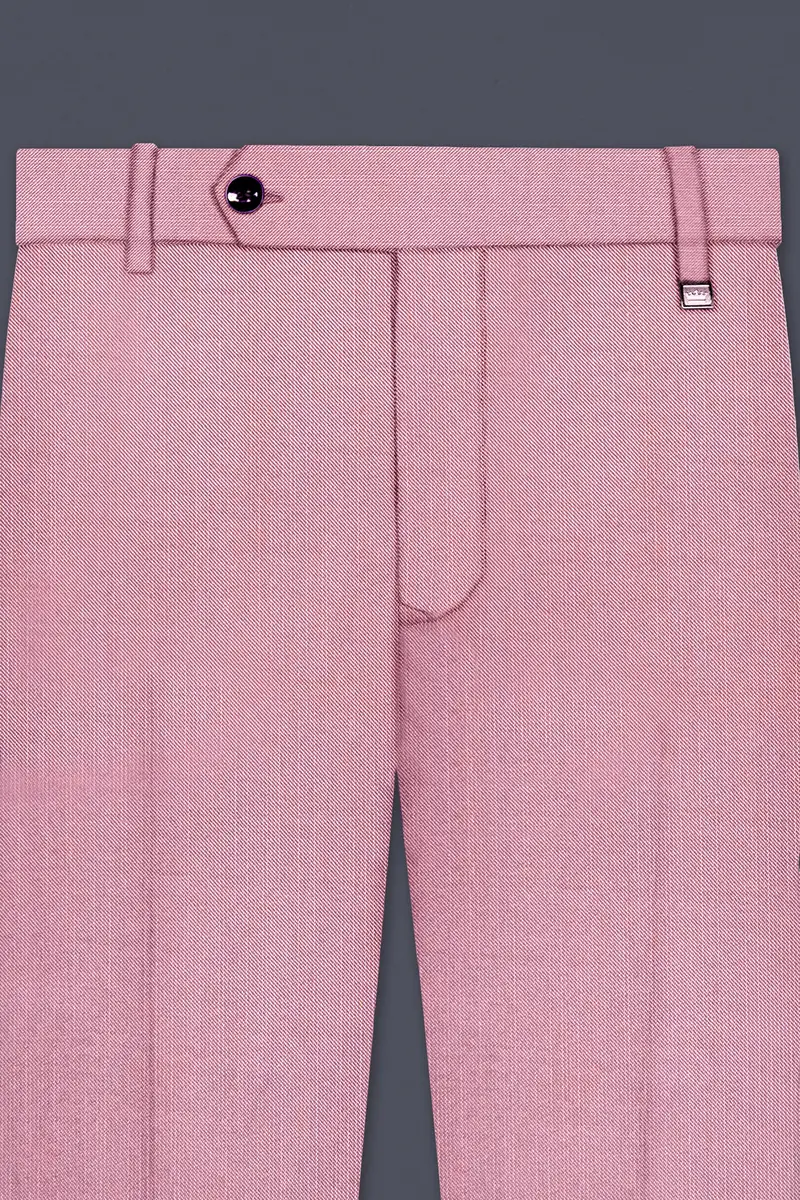 Viola Pink Solid Wool Rich Single Breasted Slight Stretch Suit 12
