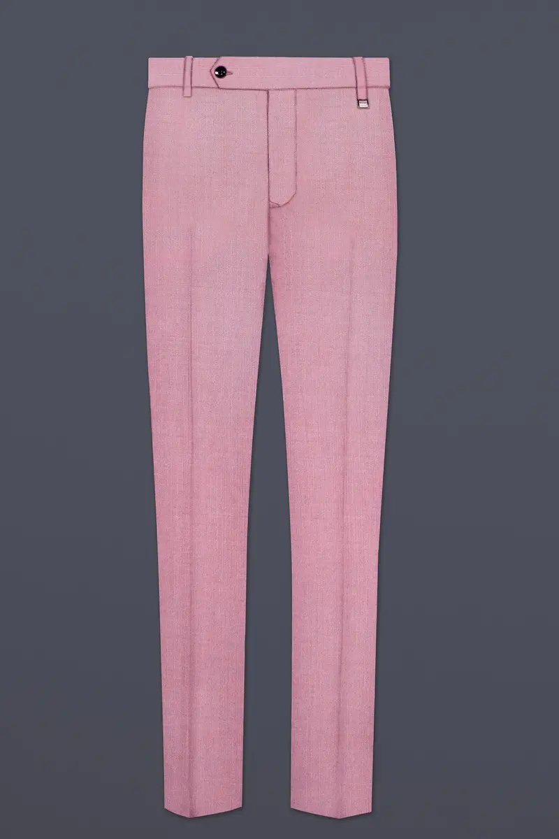 Viola Pink Solid Wool Rich Single Breasted Slight Stretch Suit 13