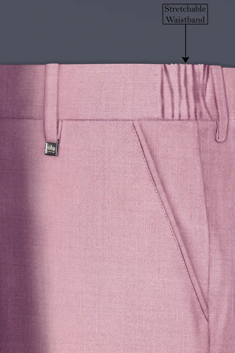 Viola Pink Solid Wool Rich Single Breasted Slight Stretch Suit 15