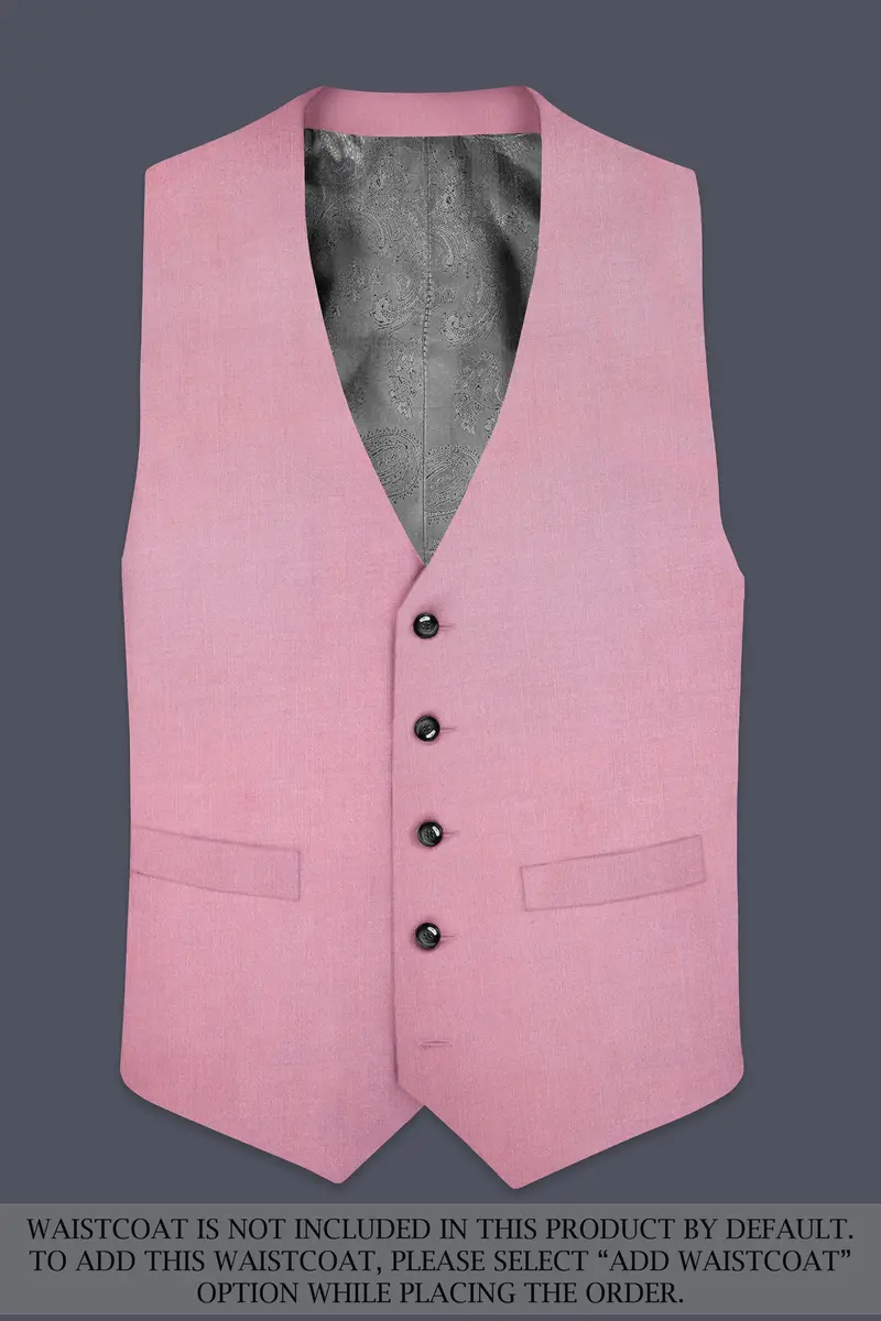 Viola Pink Solid Wool Rich Single Breasted Slight Stretch Suit 16