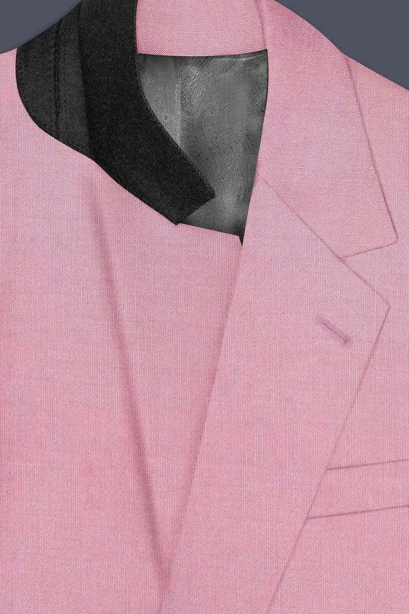Viola Pink Solid Wool Rich Single Breasted Slight Stretch Suit 5