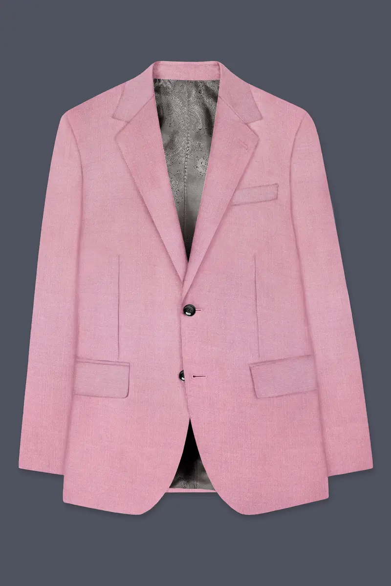 Viola Pink Solid Wool Rich Single Breasted Slight Stretch Suit 8