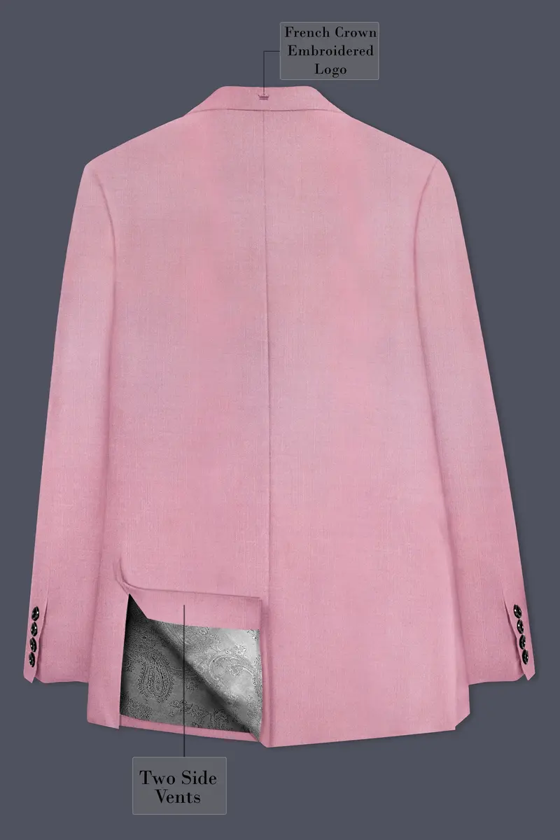 Viola Pink Solid Wool Rich Single Breasted Slight Stretch Suit 9
