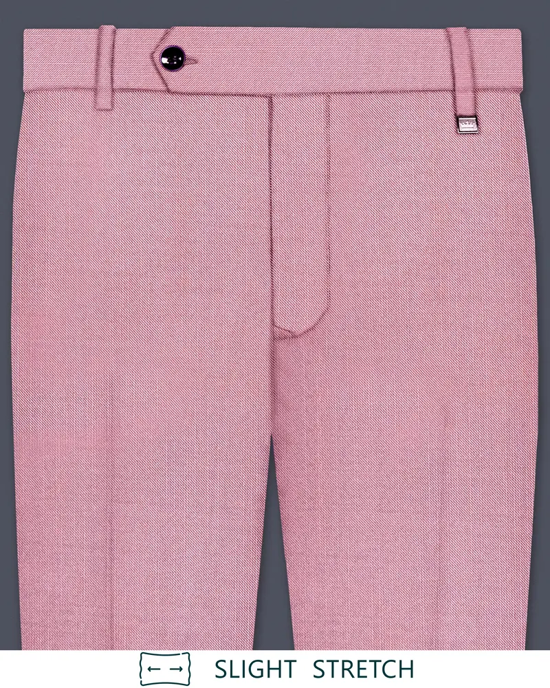 Viola Pink Solid Wool Rich Slight Stretch Waistband Pant 1