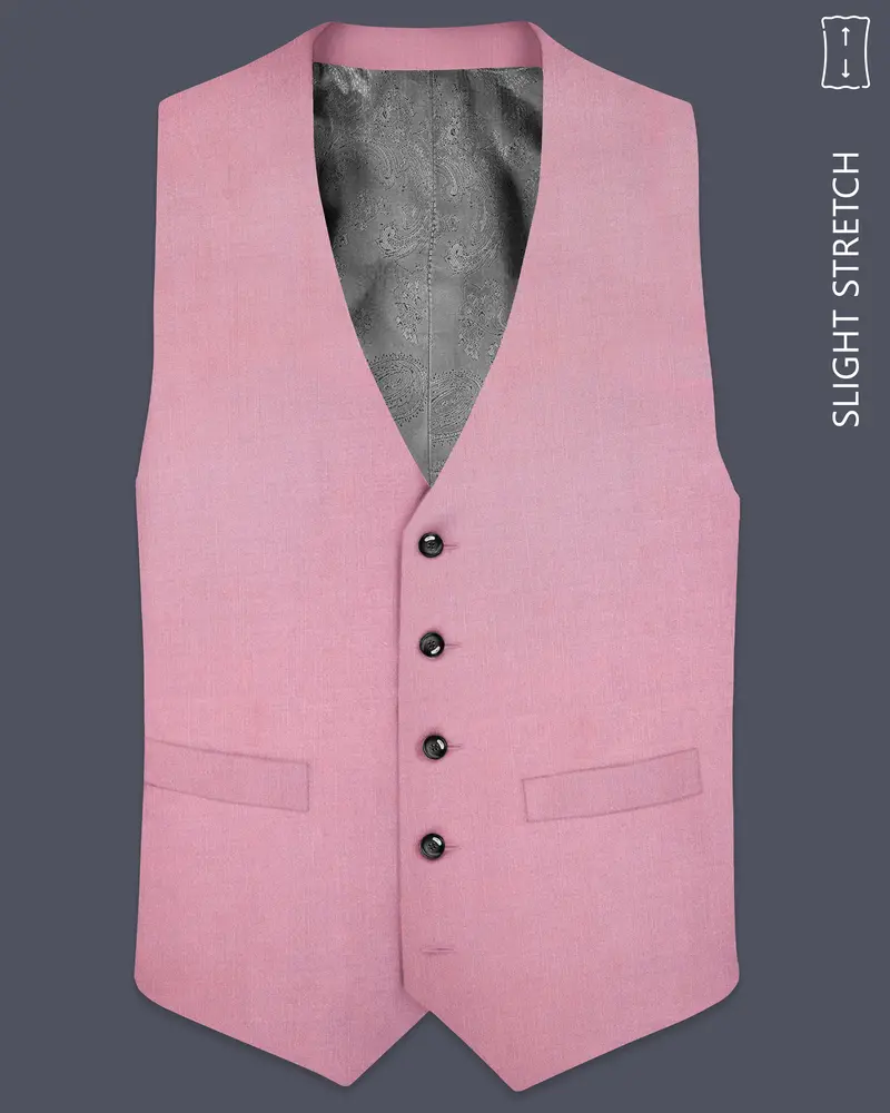 Viola Pink Solid Wool Rich Slight Stretch Waistcoat 1