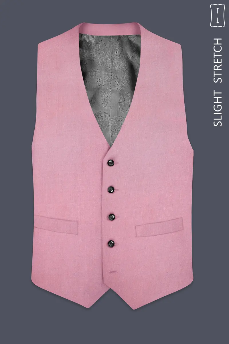 Viola Pink Solid Wool Rich Slight Stretch Waistcoat 2