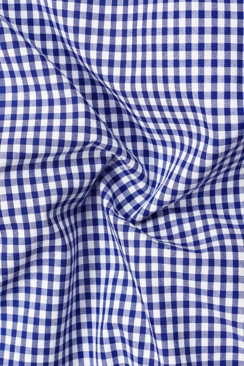 Violent Blue And Bright White Micro Checkered Giza Cotton Shirt 2