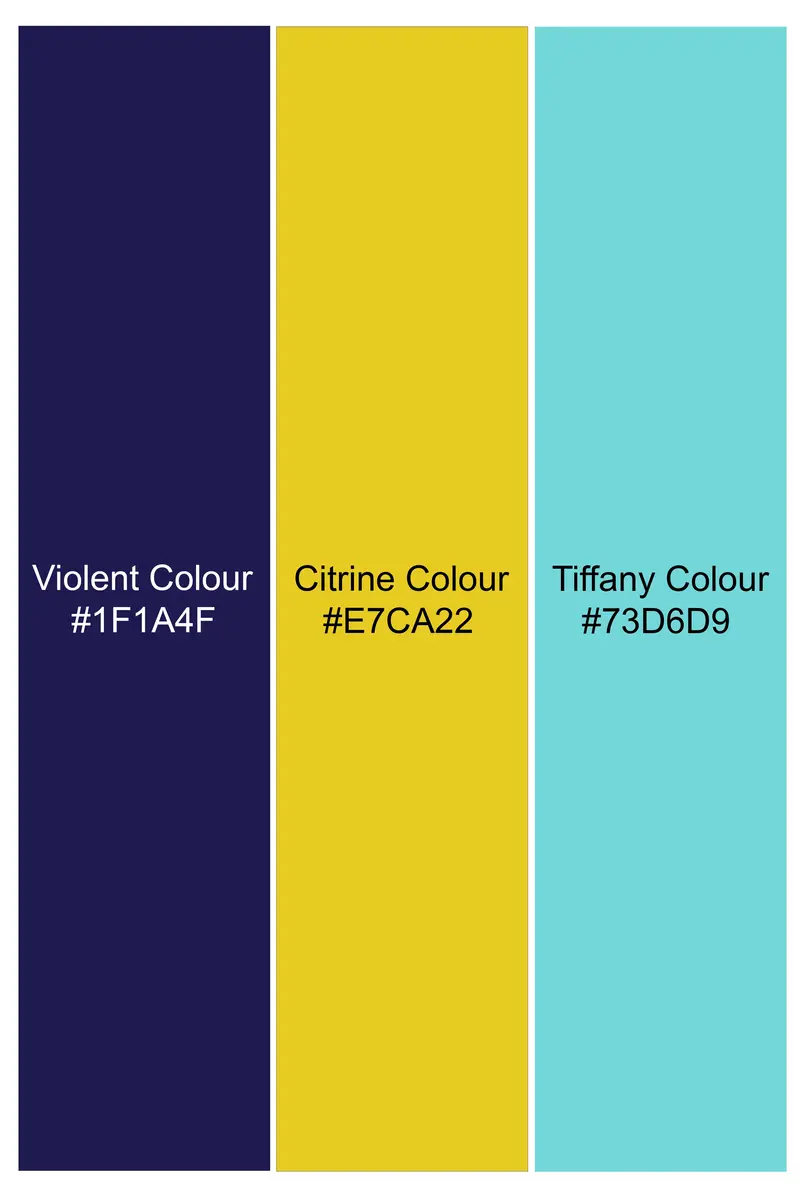 Violent Blue And Citrine Yellow Checked Premium Cotton Shirt 8