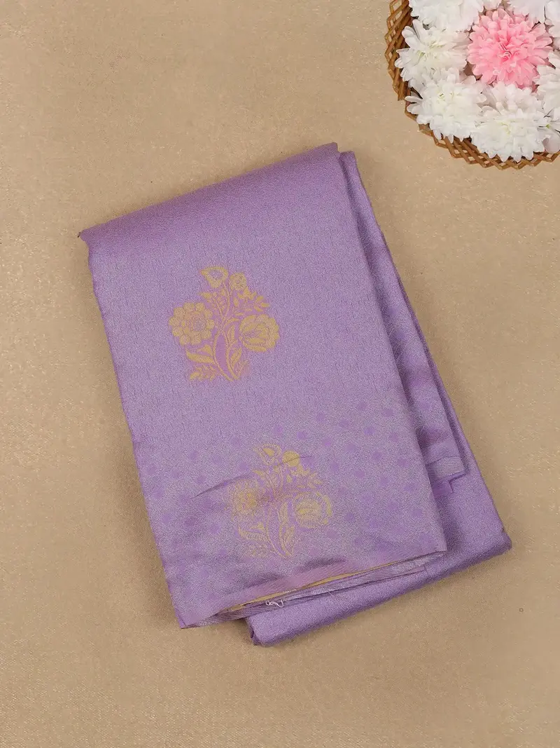 Violet Floral Designed Fancy Art Silk Saree 1