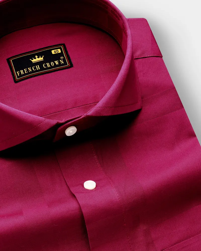 Violet Glow-Mulberry Pink Dobby Textured Premium Giza Cotton Dress Shirt 1