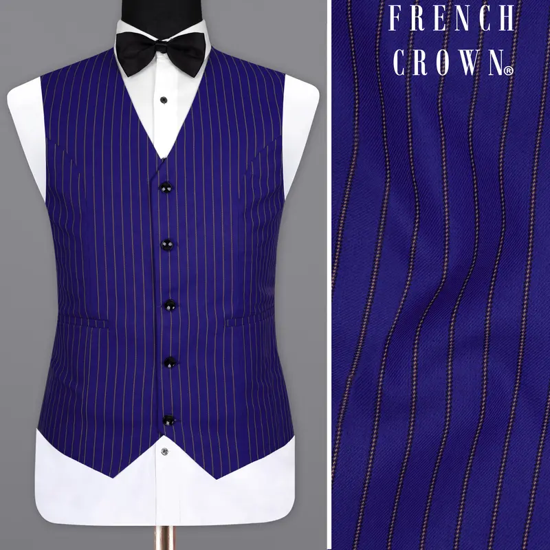 Violet Striped Wool Rich Waistcoat 1