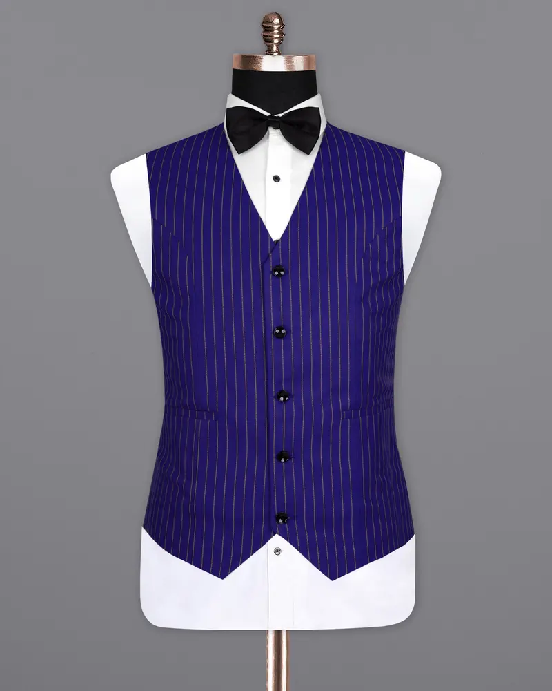 Violet Striped Wool Rich Waistcoat 2