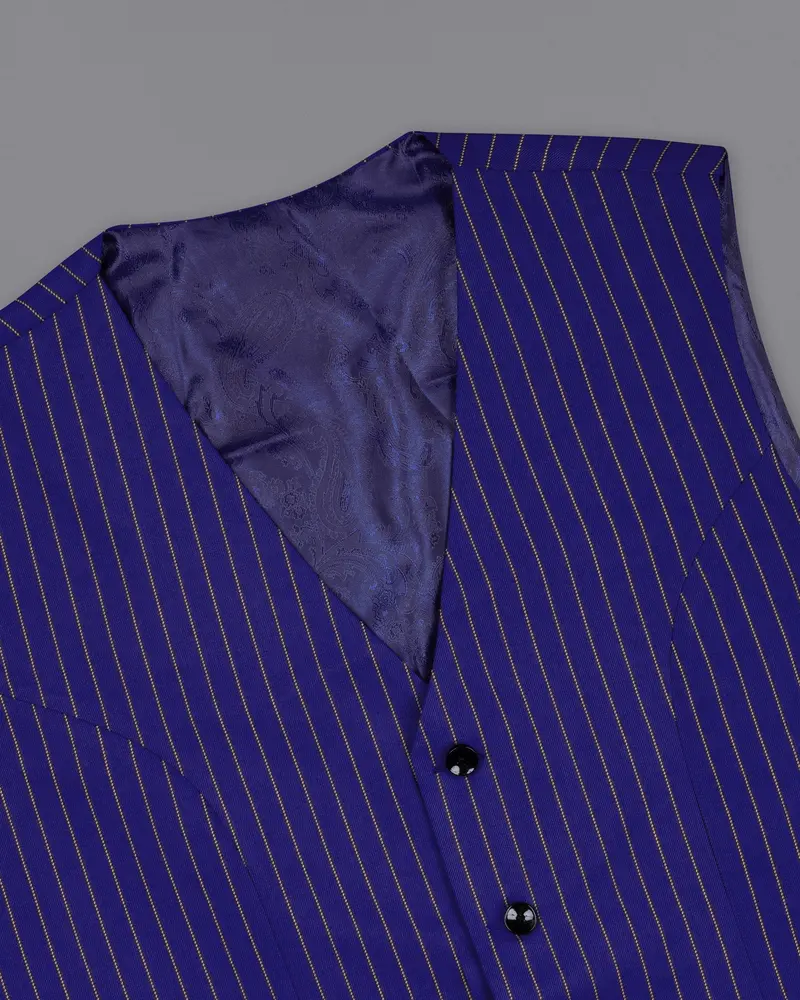 Violet Striped Wool Rich Waistcoat 4