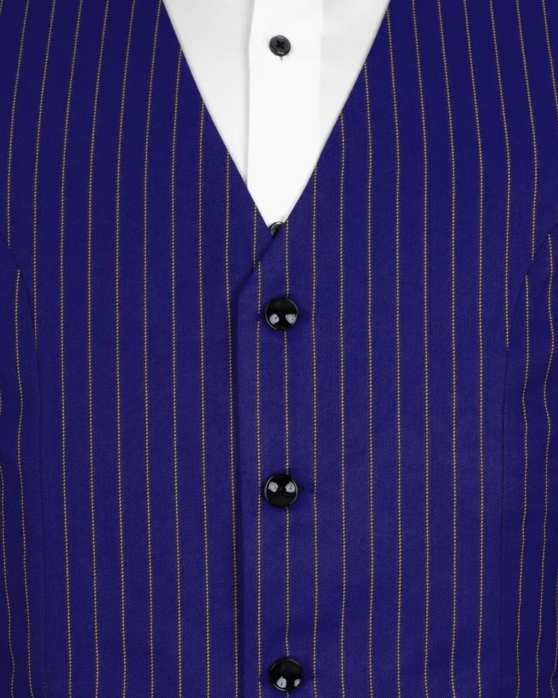 Violet Striped Wool Rich Waistcoat 5